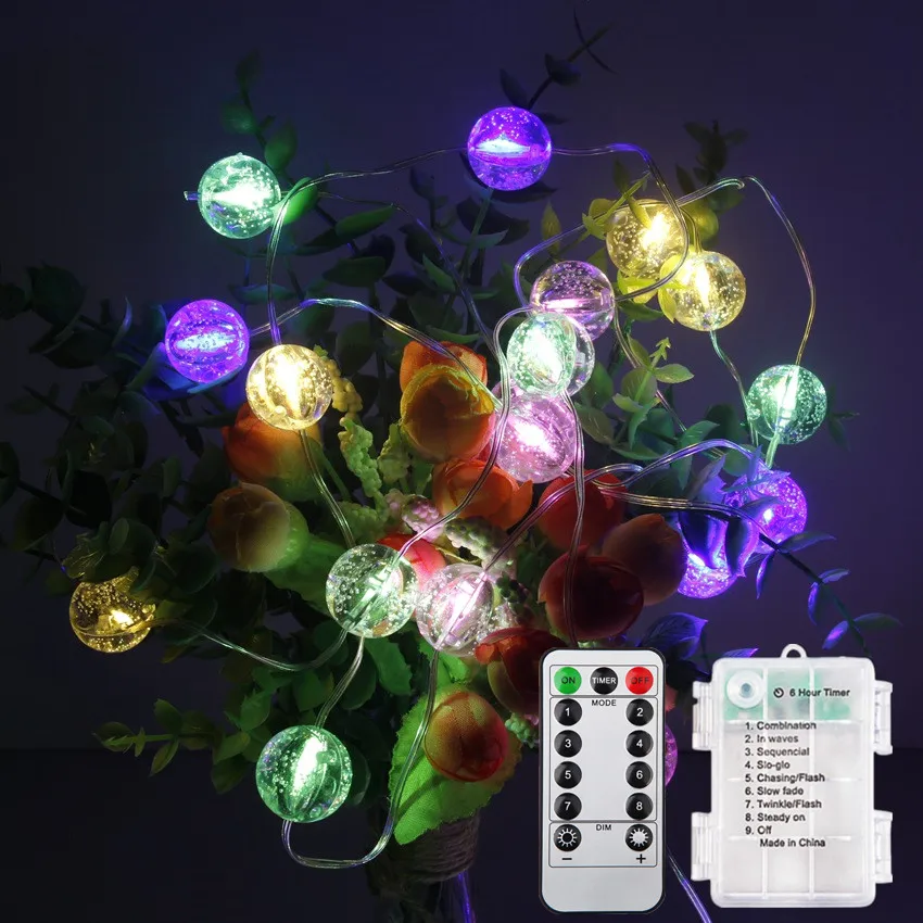 8 Modes Battery Box Crystal Ball Snow Star 5M/10M LED String Lights Fairy Lights Garlands For Christmas Party Outdoor Decoration