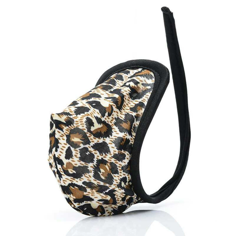 

Мужские стринги-танга с прозрачным кармашком и перьями, прозрачные трусы-стринги с леопардовым принтом, эротическое белье с открытой задницей