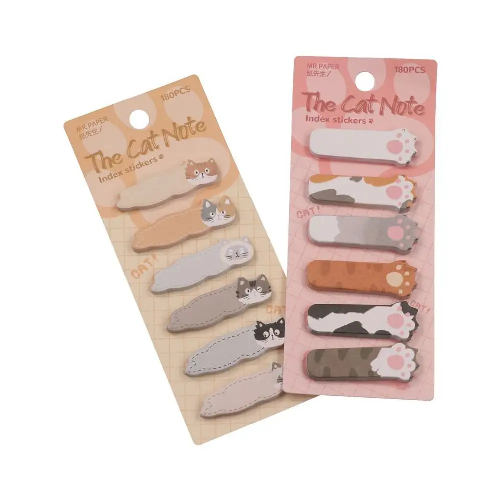Bookmarks Memo Pad Cat Index Sticker Meow Creative Kitty Index Dividers Posted Cartoon Cat Paw Sticky Note Office