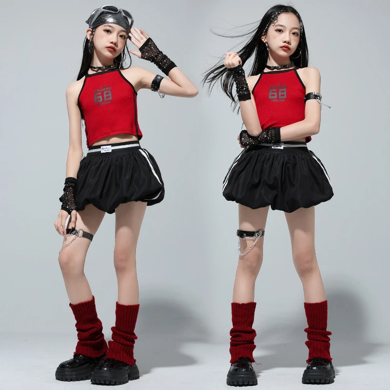 Hip Hop Girls K-pop Crop Top Street Dance Skirt Cool Streetwear Outfits Group Sweet Jazz Costumes Stage Performance Clothes Sets