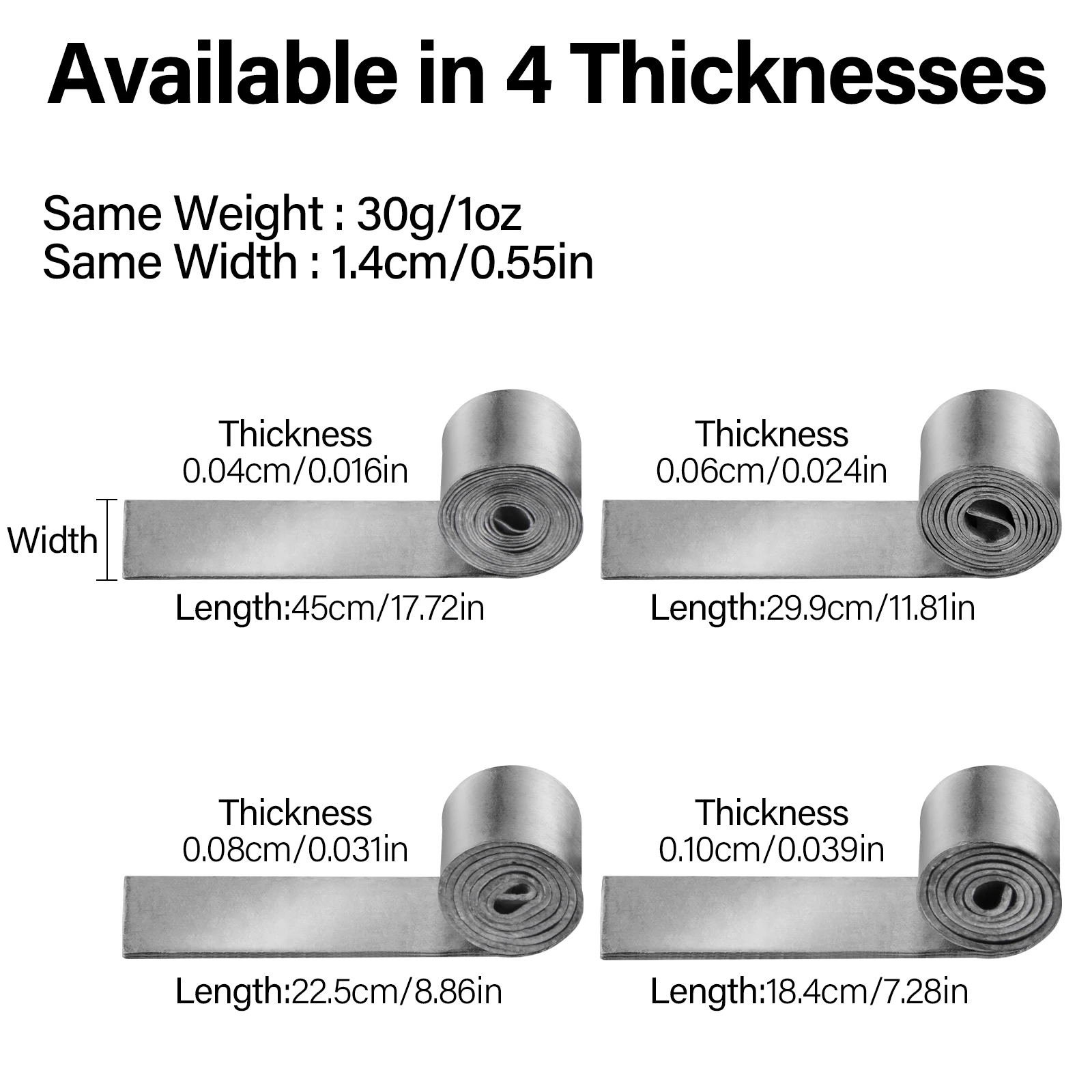 10 Stück weiche Angelbleistreifen 30 g Bleirollengewicht Sinker Clip Bastelgewicht Kiefernholz Derby 0,4 mm 0,6 mm 0,8 mm 1 mm – Detail 3