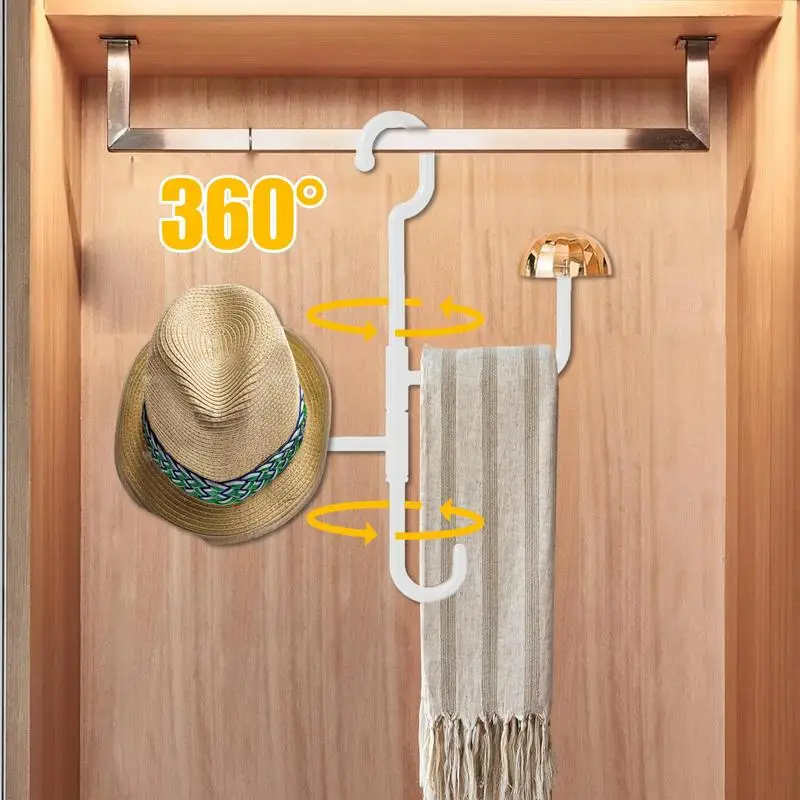Gantungan mantel berputar 360 derajat, gantungan mandi dapat diputar, rak mantel dengan tiga lengan, kait penyimpanan tanpa lubang untuk pintu masuk kamar mandi
