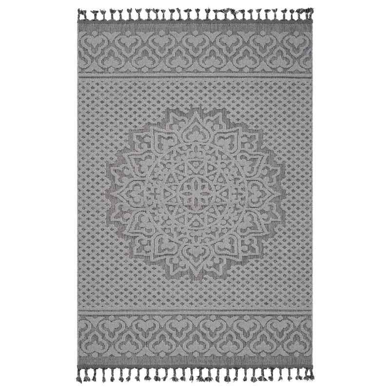 

NAAR Guros Collection 4X6 Gray / White / Medallion Indoor / Outdoor Area Rug