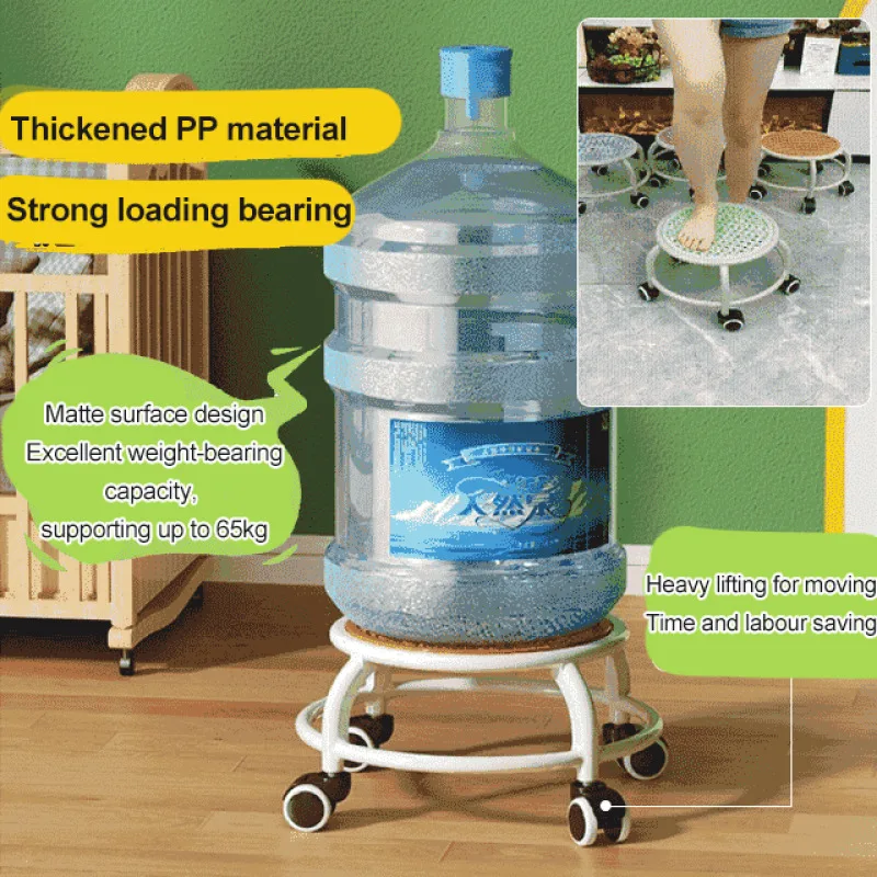 Ultifunctional Silent Swivel Stool with Wheel Shoe Portable Rotating Mesh Imitation Rattan Stool for Toddler Learning To Walk image 2