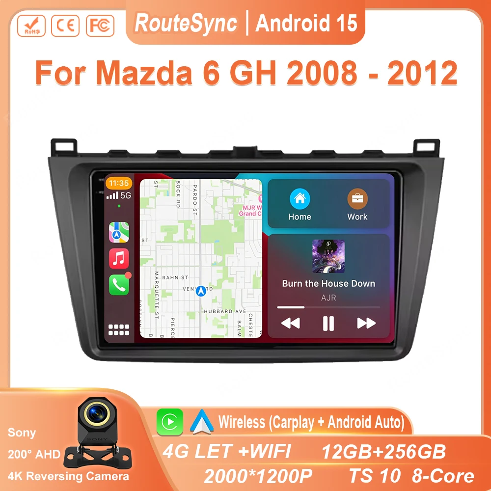 

For Mazda 6 GH 2008 2009 2010 2011 2012 2012 Carplay Auto Android 15 Car Radio Multimedia Video Player Navigation No 2Din 2 Din