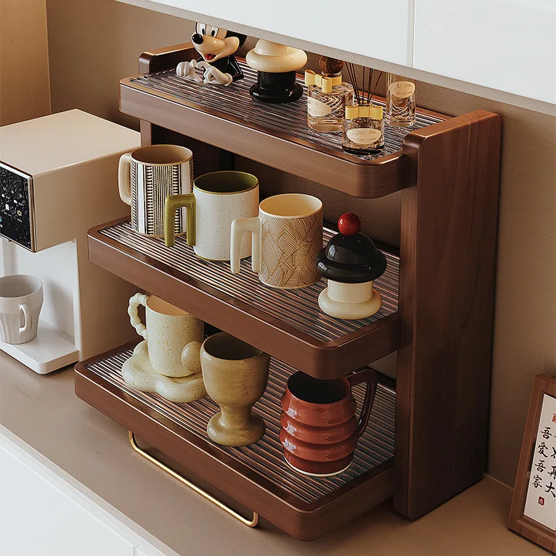 

Подстаканник из цельного дерева, столешница, стеллаж для хранения чашек из черного ореха, полка для чашек с водой, чашка для чая, кофейная чашка, настольная полка.