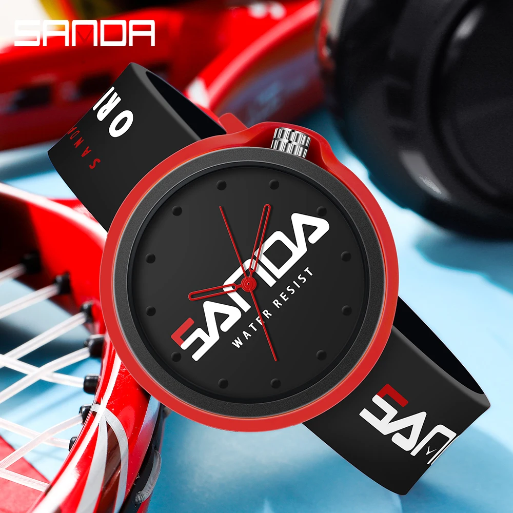 

Sanda 3200 New Silicone Tape Trendy Cool Simple and Personalized Waterproof Watch for Male and Female Students and Children