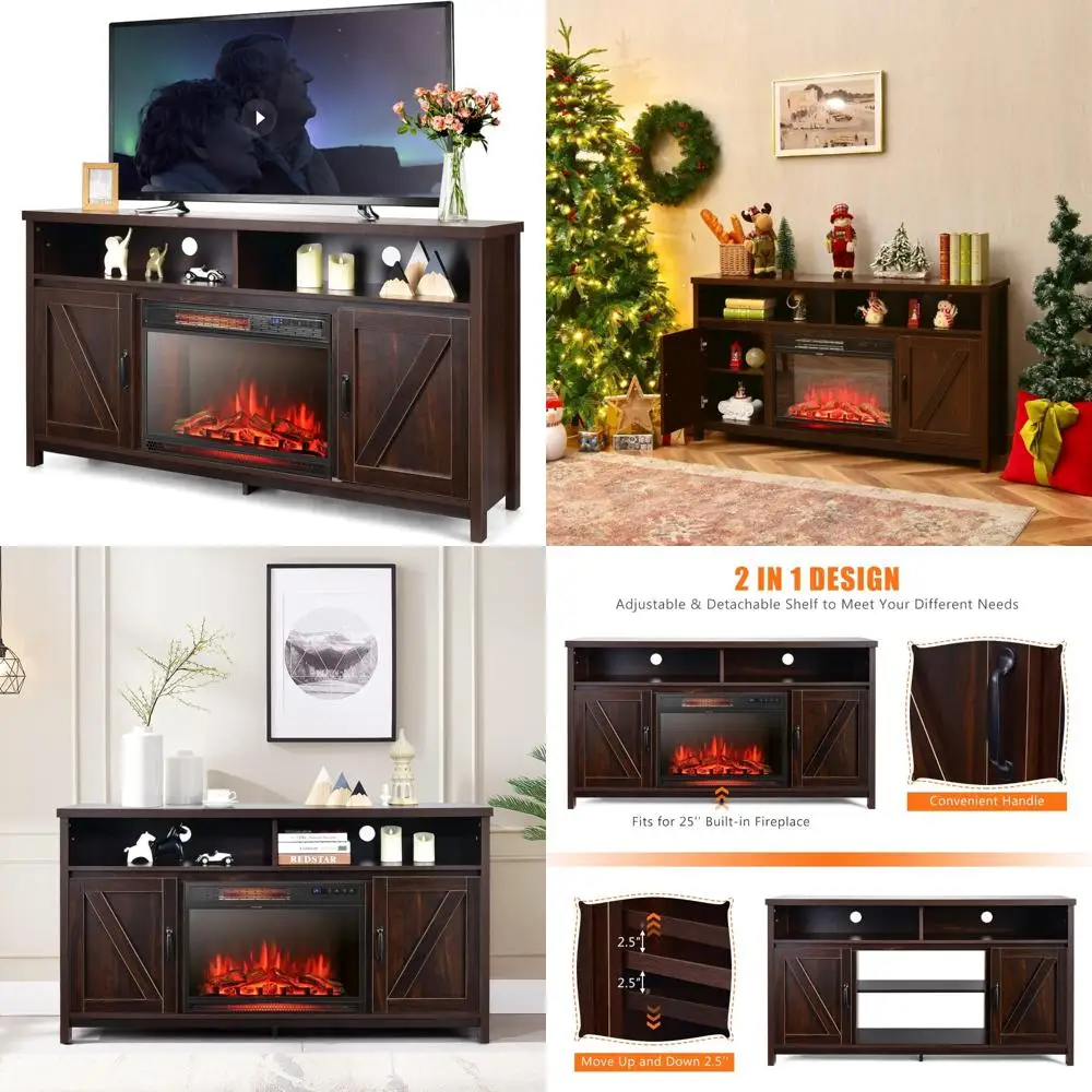 

65 ТВ-подставка для электрического камина с 25 утопленными искусственным пламенем мощностью 1350 Вт, 3 настройки, 4 цвета