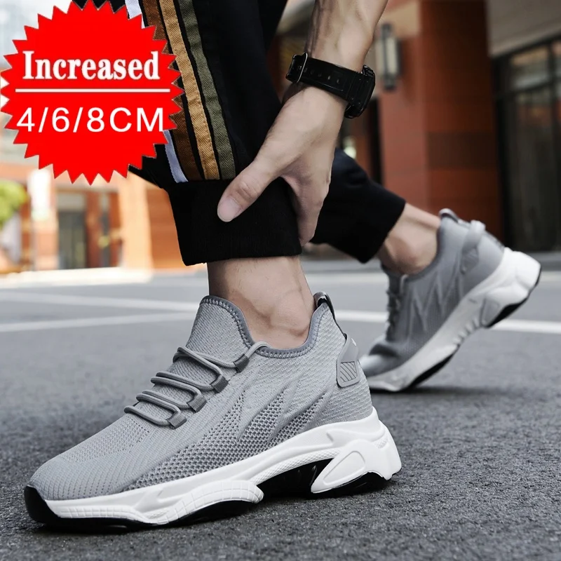Men Sneakers Invisible Height Increase Elevator Shoes for Men Breathable Casual Shoes Inner Heightening 6/8cm Men Running Shoes