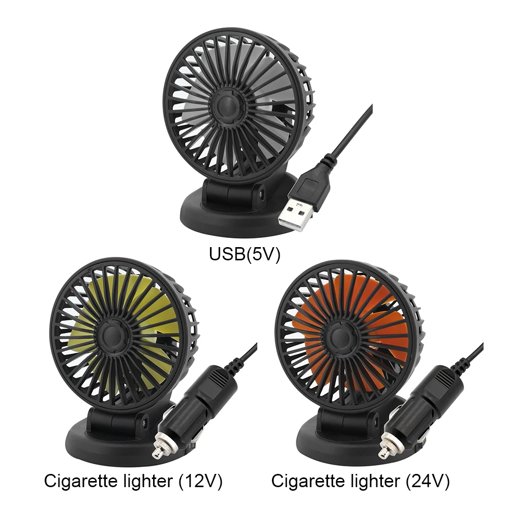 Mini Air Circulators Adjustable 5/12/24V Air Circulation Fan USB 2 Speed Automobile Vehicle Accessories