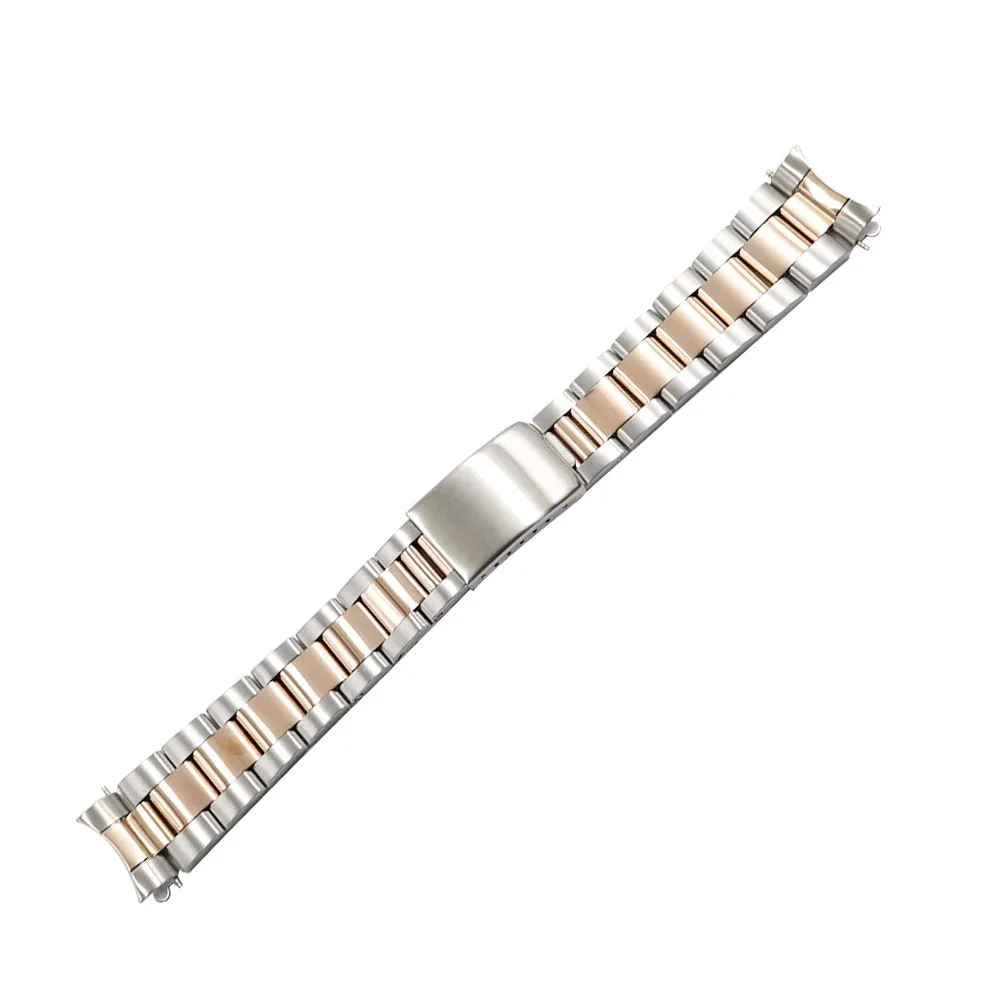 Rolamy 19 20mm Watch Band Strap Wholesale 316L Stainless Steel Tone Rose Gold Silver Watchband Oyster Bracelet For Dayjust