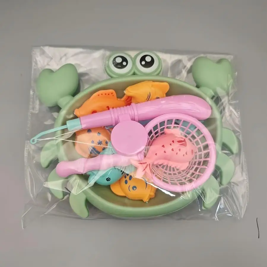 1/5/10/20/50/100pcs Kids' Summer Crab Fishing Magnetic Toy Set, 2 Colors Available (Orange And Green), Includes s Small Fish, Cr