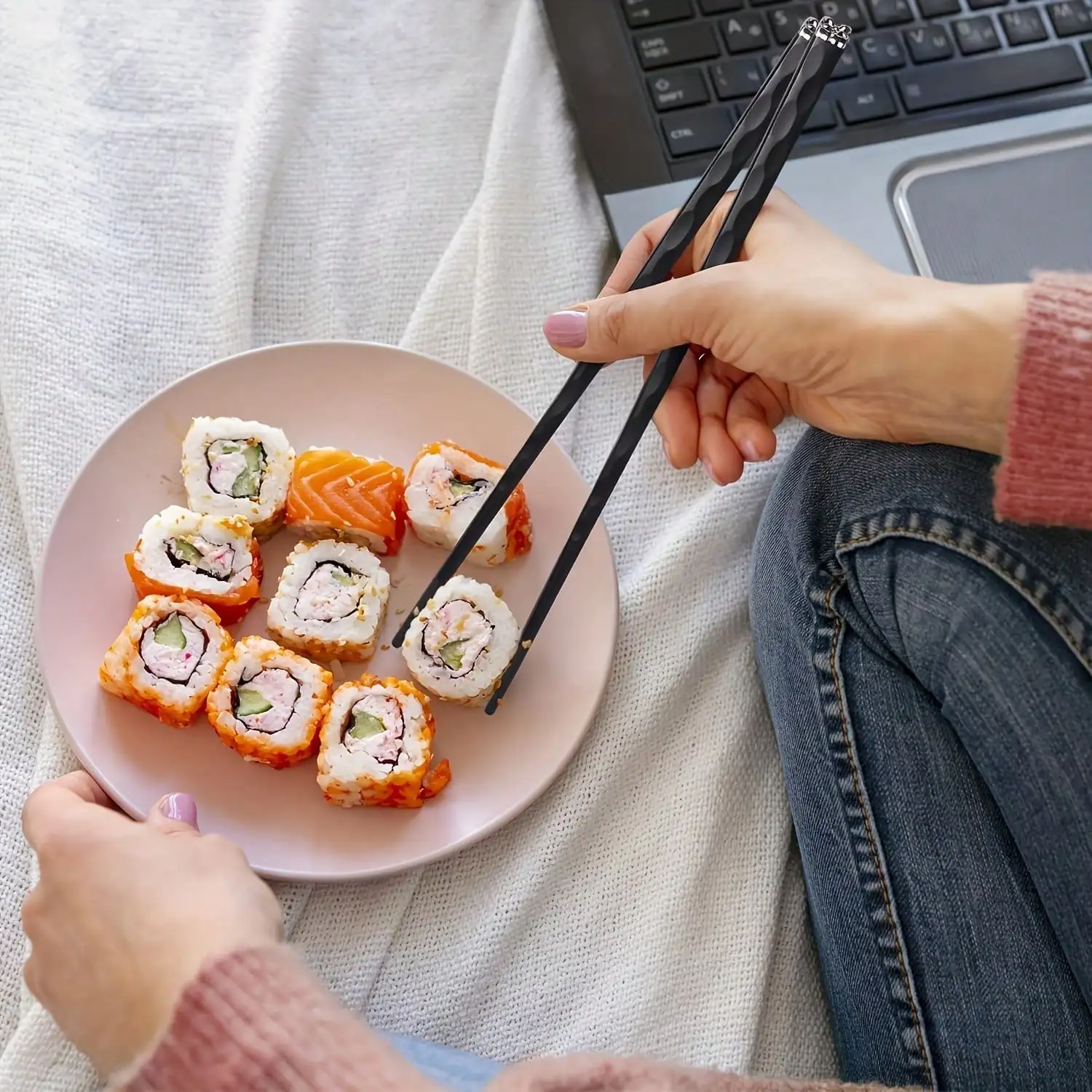 5Pack Alloy Chopsticks Set Durable Heat Resistant High Hardness Fiberglass Polymer Reusable Tableware for Home Restaurant Use