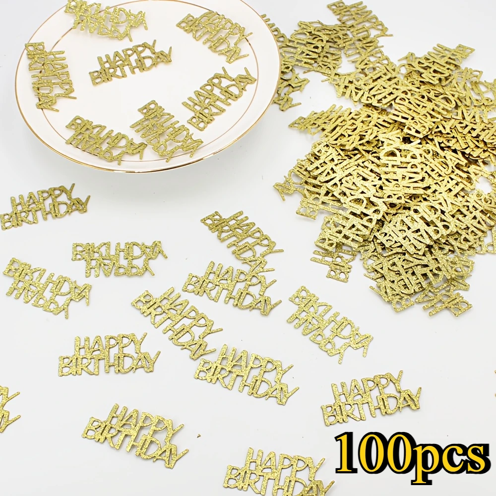 Golden HAPPY BIRTHDAY Desktop Scattering Props, Happy Birthday Confetti, Decorations Birthday Table Scatter Party Supplies