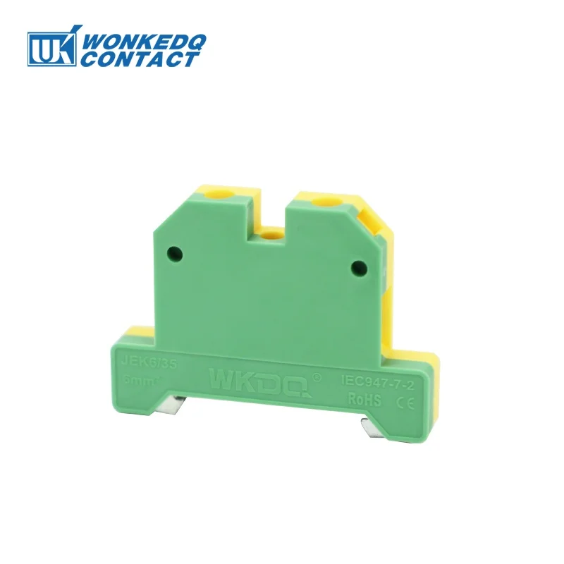 10Pcs EK 6/35 Screw Ground Connection Terminals SAK 6 mm² Wire Electrical Connector Mount on Din Rail Terminal Block EK6/35