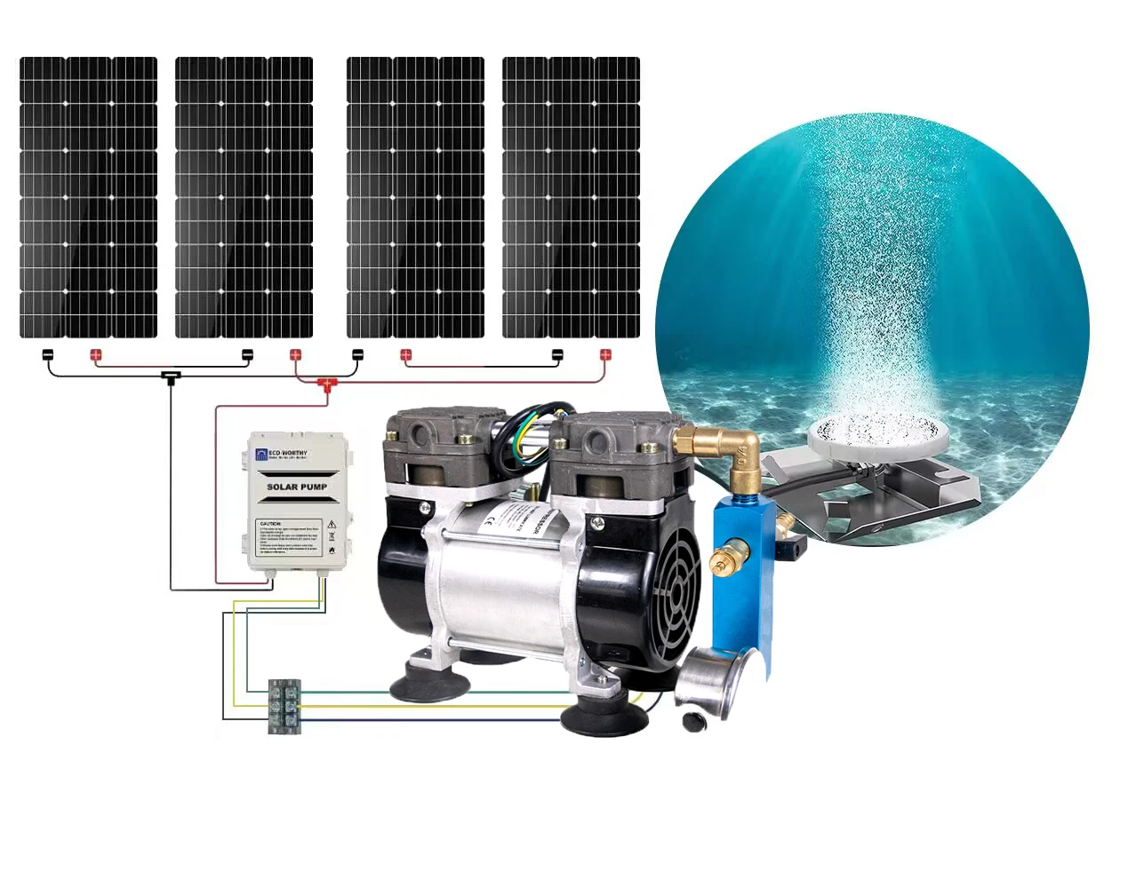 Hot Sale 150W Solar Fish Aerator Pump Air Compressor 24v For Pond Air Solar Aerator Fish Farming