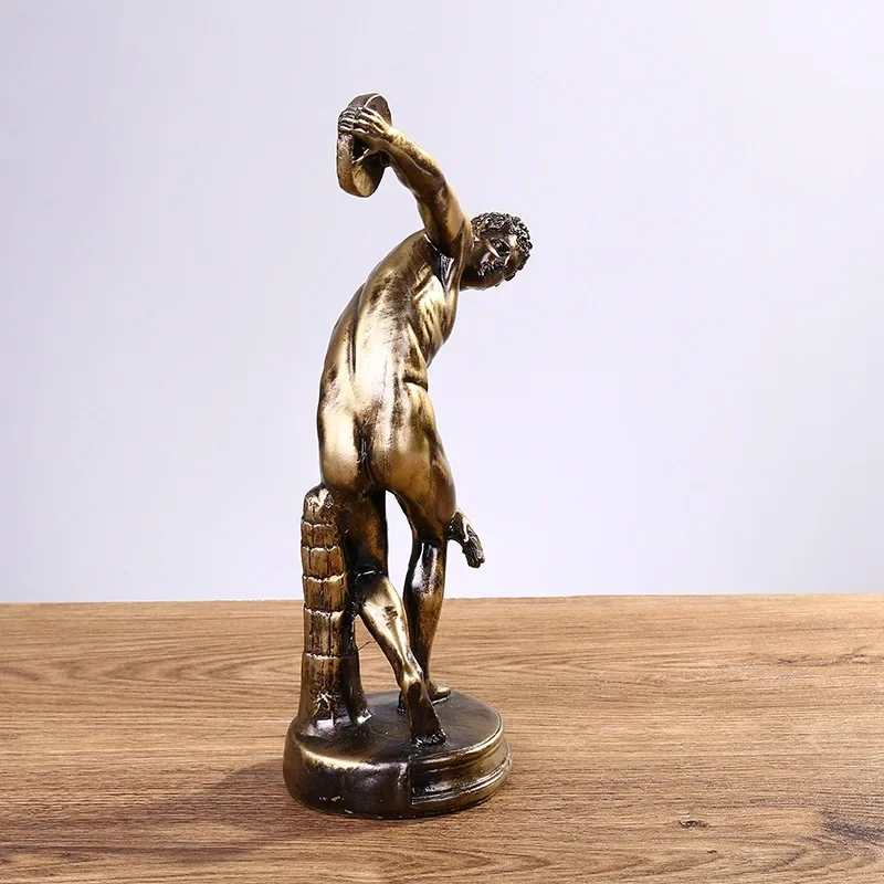 Nordic Figure Art Statue Discus Thrower Sculpture Sports Figure Figurines Home Office Bookshelf Desktop Decoration Accessories