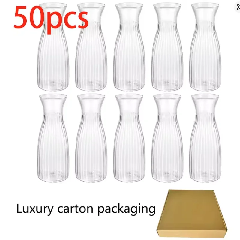 Vasos de Plástico Transparente com Design Listrado para Arranjos Florais DIY, Decoração Durável para Casa e Centro de Mesa de Casamento