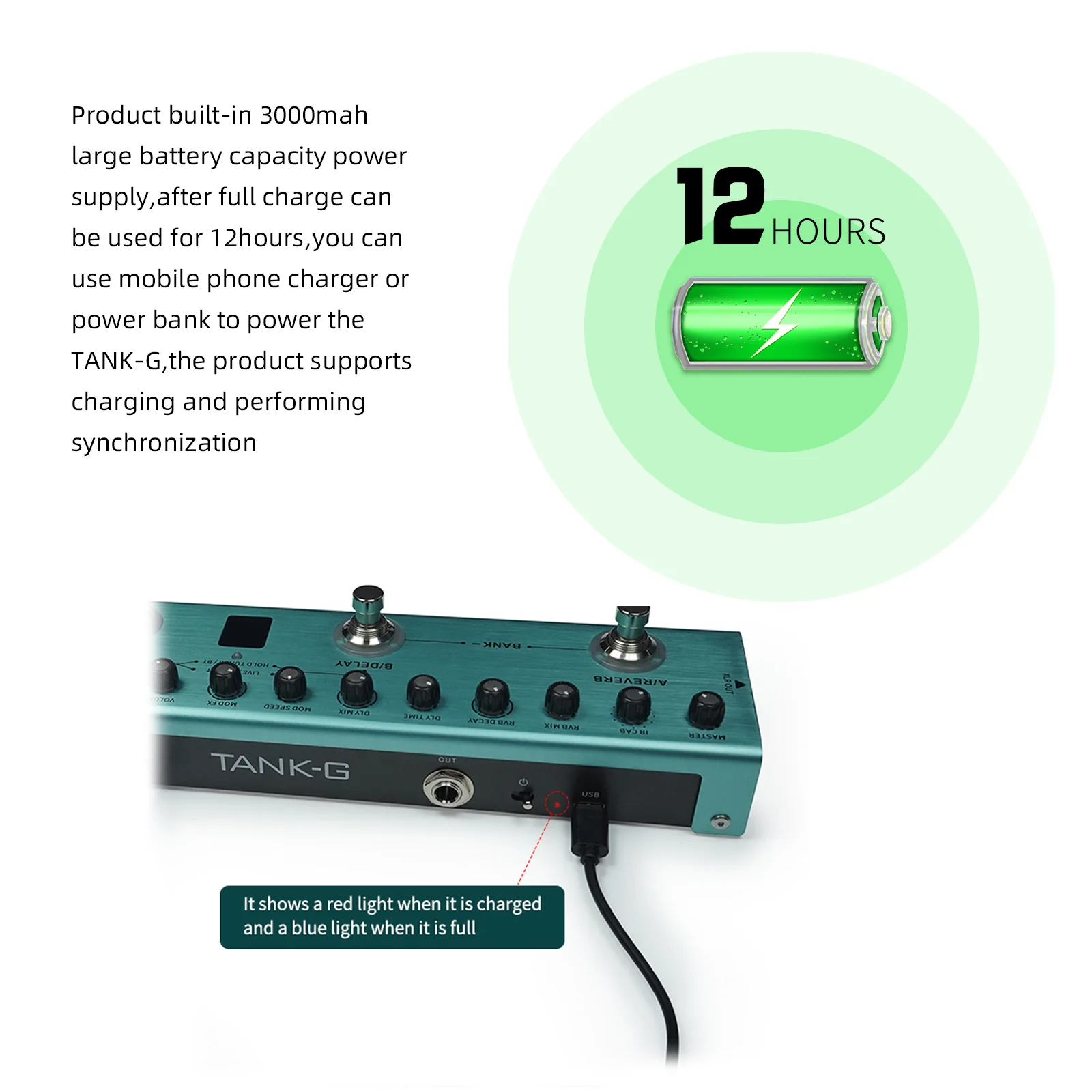 2025 무선 베이스 이펙트 M-Vave Tank-B 블루투스/앱 편집, 휴대폰 녹음, 8개 IR 슬롯 충전식 페달보드