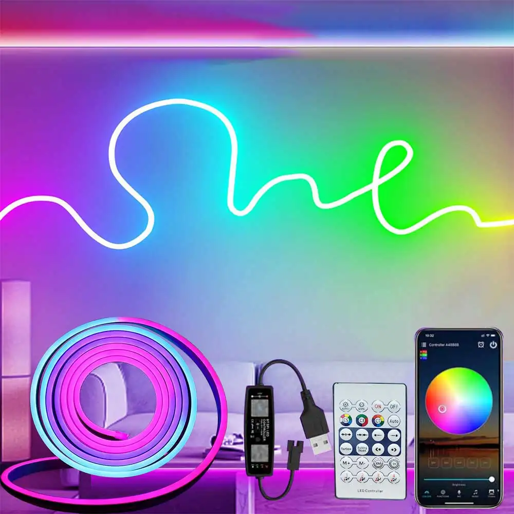 

RGBIC LED Strip 3030 WS2812b Bluetooth App Control Chasing Effect Lights Flexible Tape Diode Ribbon TV BackLight Room Decorate