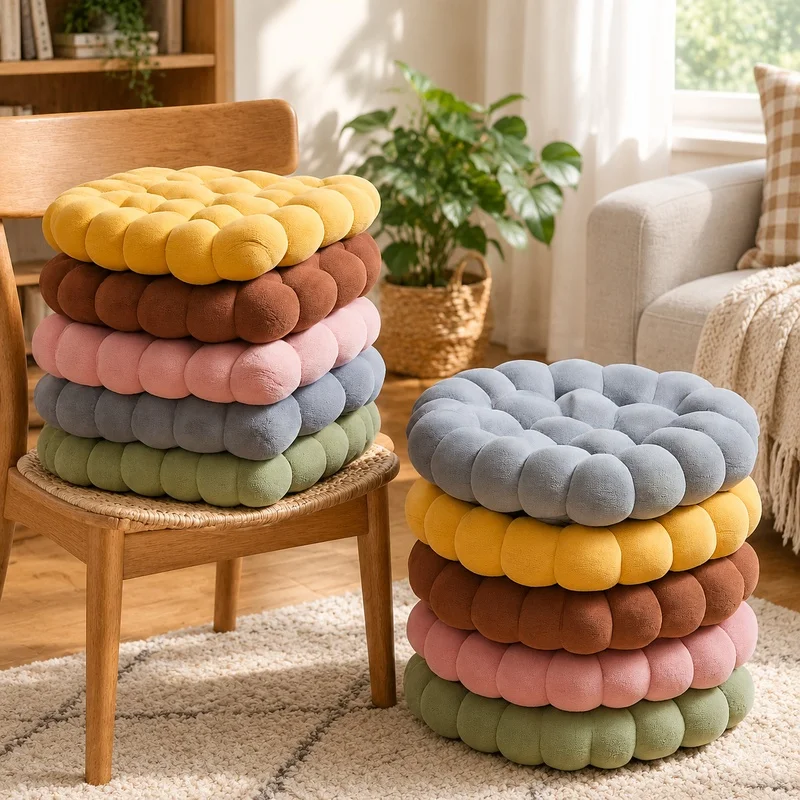 Large Plush Biscuit Cushion for Tatami Seating, Soft and Cushy Chair Pad with Backrest Support