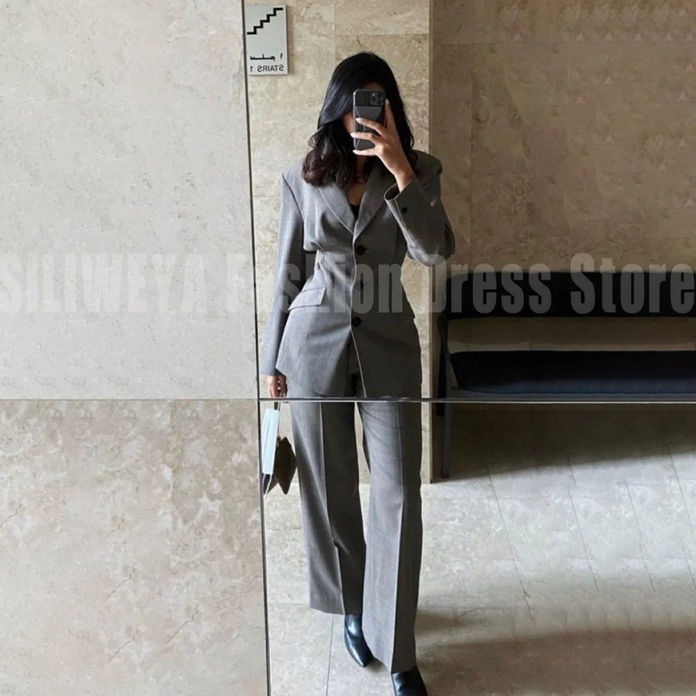 高級女性スーツファッション 2ピース ジャケット パンツ スマートカジュアル 仕事 通勤 ディナーパーティー レディースブレザーセット 女性用スーツセット