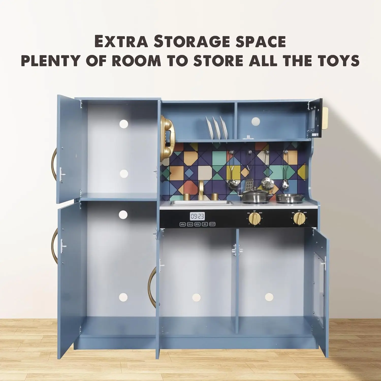 Drewniany zestaw zabawek kuchennych do zabawy ze światłem, zabawka do udawania zestaw kuchenny dla dzieci, zlew i zabawka z kuchenką mikrofalową, maluch Coo