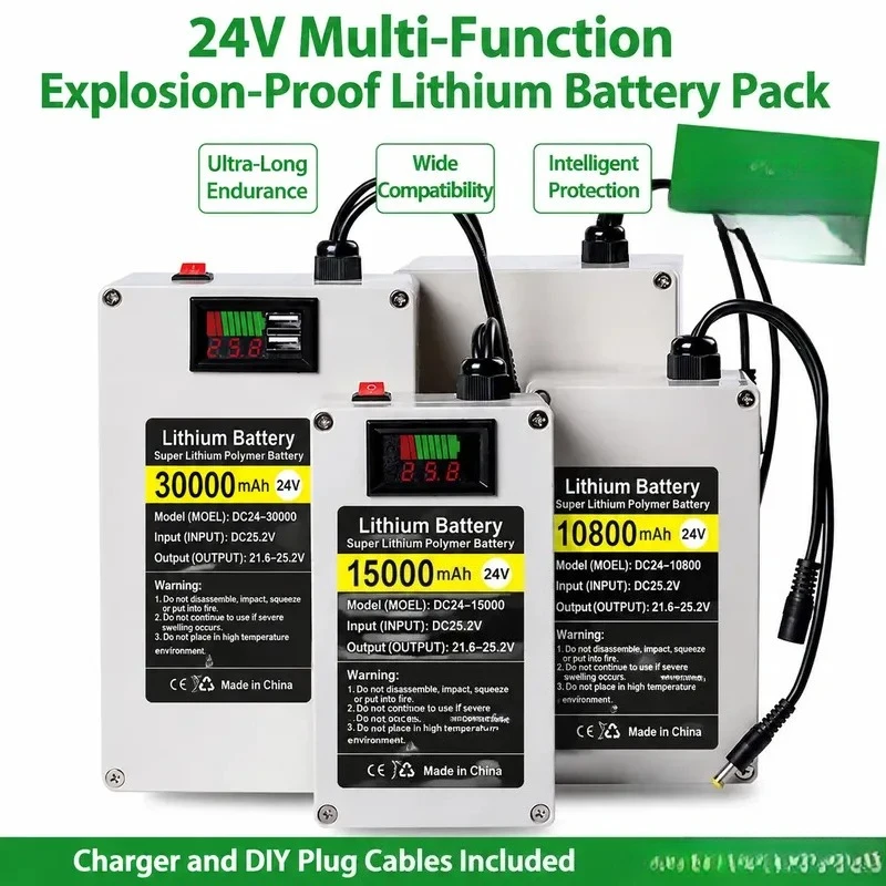 24V Lithium Battery Pack for Solar Street Light Monitoring Medical Equipment Power Supply Rechargeable Mobile Power Supply