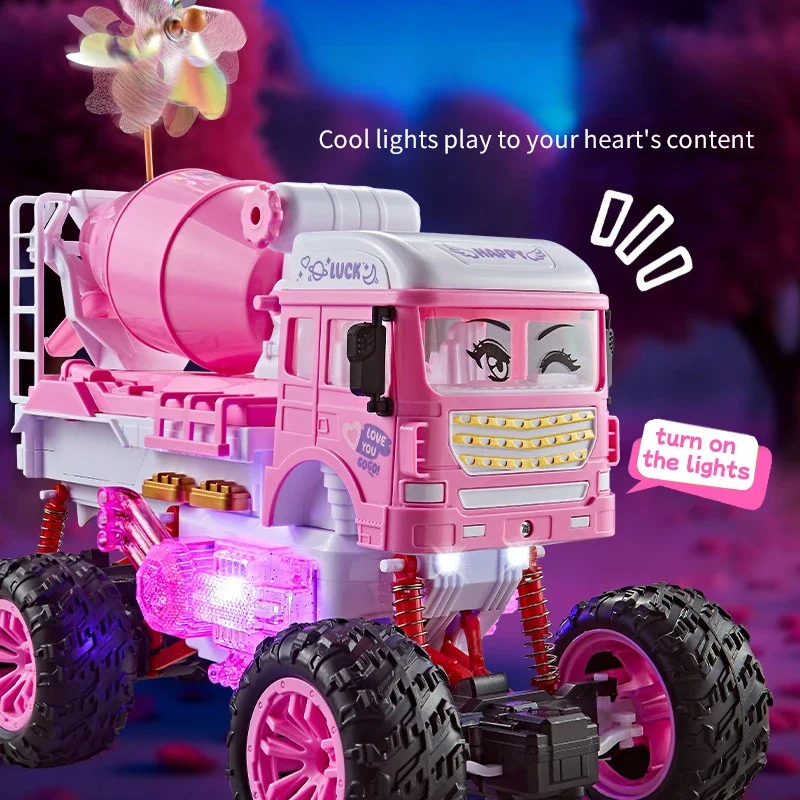 Voiture RC télécommandée rose 2.4G 4WD, véhicule jouet tout-terrain à lumière LED avec conception supérieure ouverte, modèle RC pour enfants filles, cadeau d'anniversaire