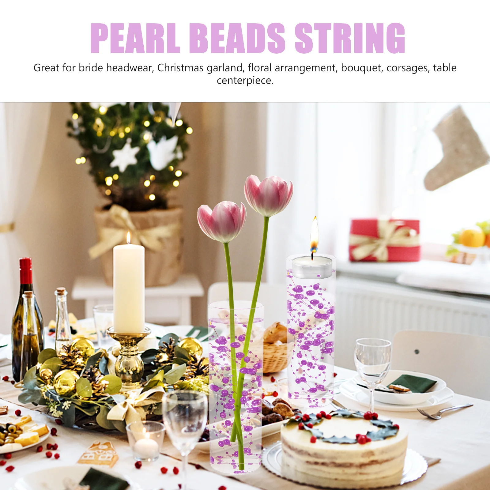 

30Pcs Wedding Faux Pearls Beads String Elegant Artificial Pearl String for Bouquet Centerpiece Party Decoration DIY Crafts
