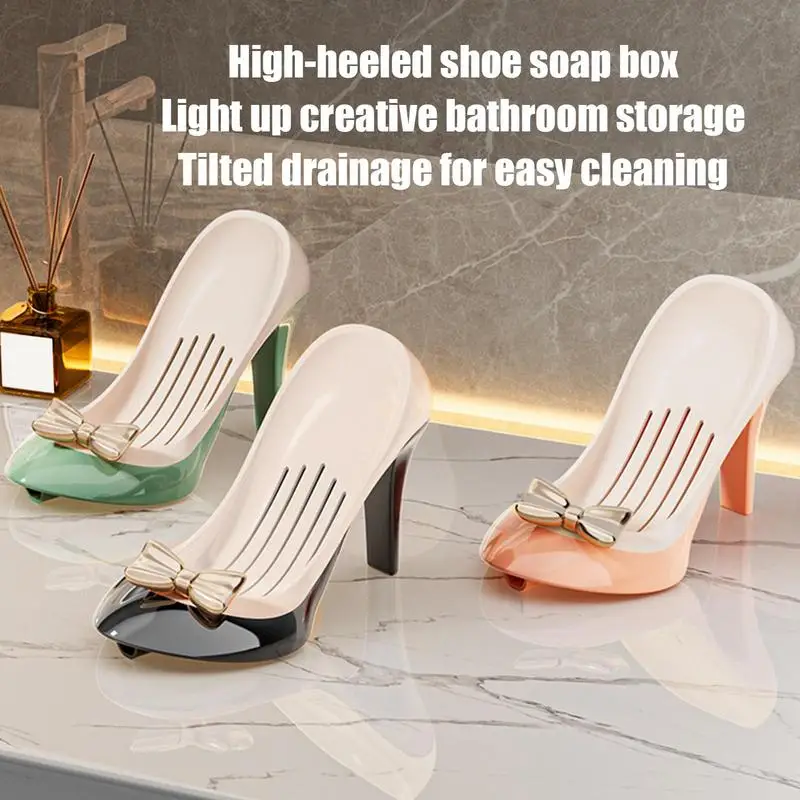 Bar Soap Containers No Punching Bathroom Soap Dish Holder High Heels Shape Design Suction Cup Bathroom Soap Dishes for Shower