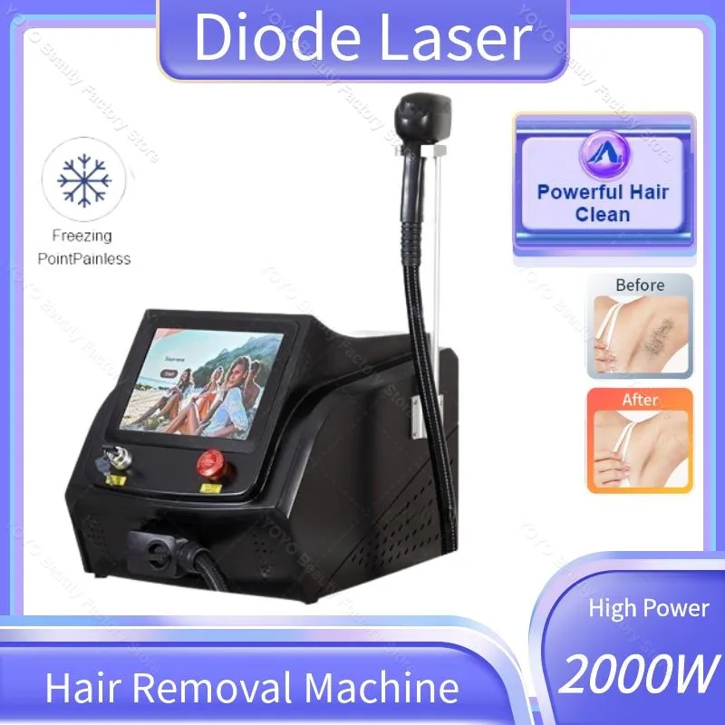 808nm Diode Laser Hair Removal Machine 2000W High Power Three Wavelengths 40 Million Shots Epilator for Women Spa Beauty Salon