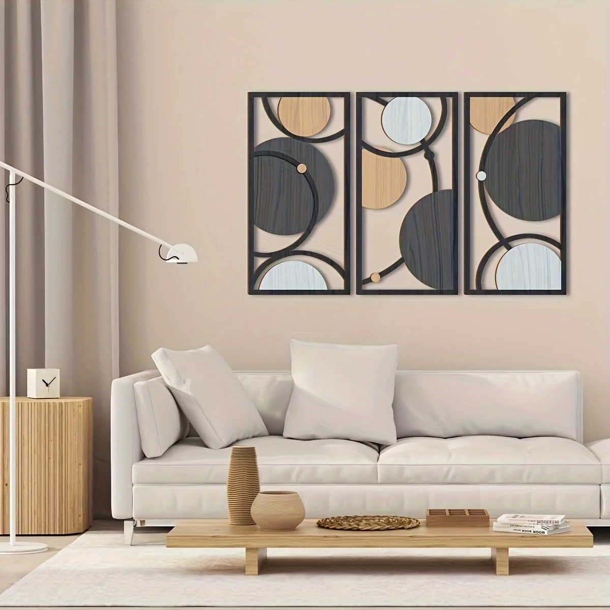 3-Pack Wooden Hollow Wall Decorative Hanging Ornaments Suitable for Living Room And Bedroom Home Decor