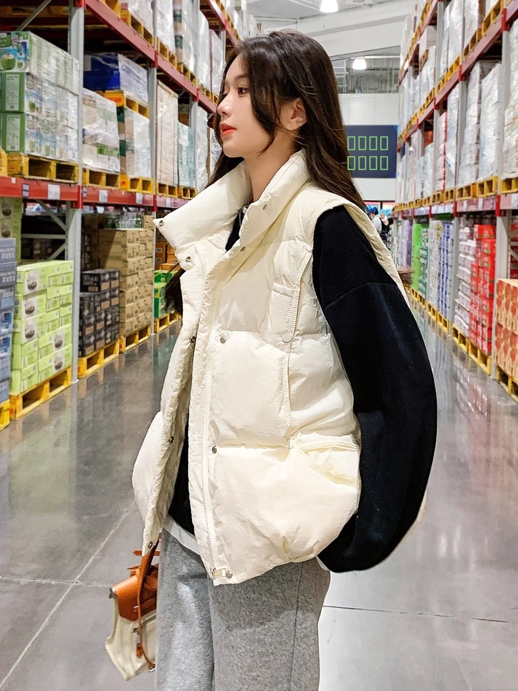 

Женский утепленный пуховый жилет свободного кроя в корейском стиле, осенне-зимний, белый, модный, с воротником-стойкой, теплый, для повседневной носки, ветрозащитный, на молнии