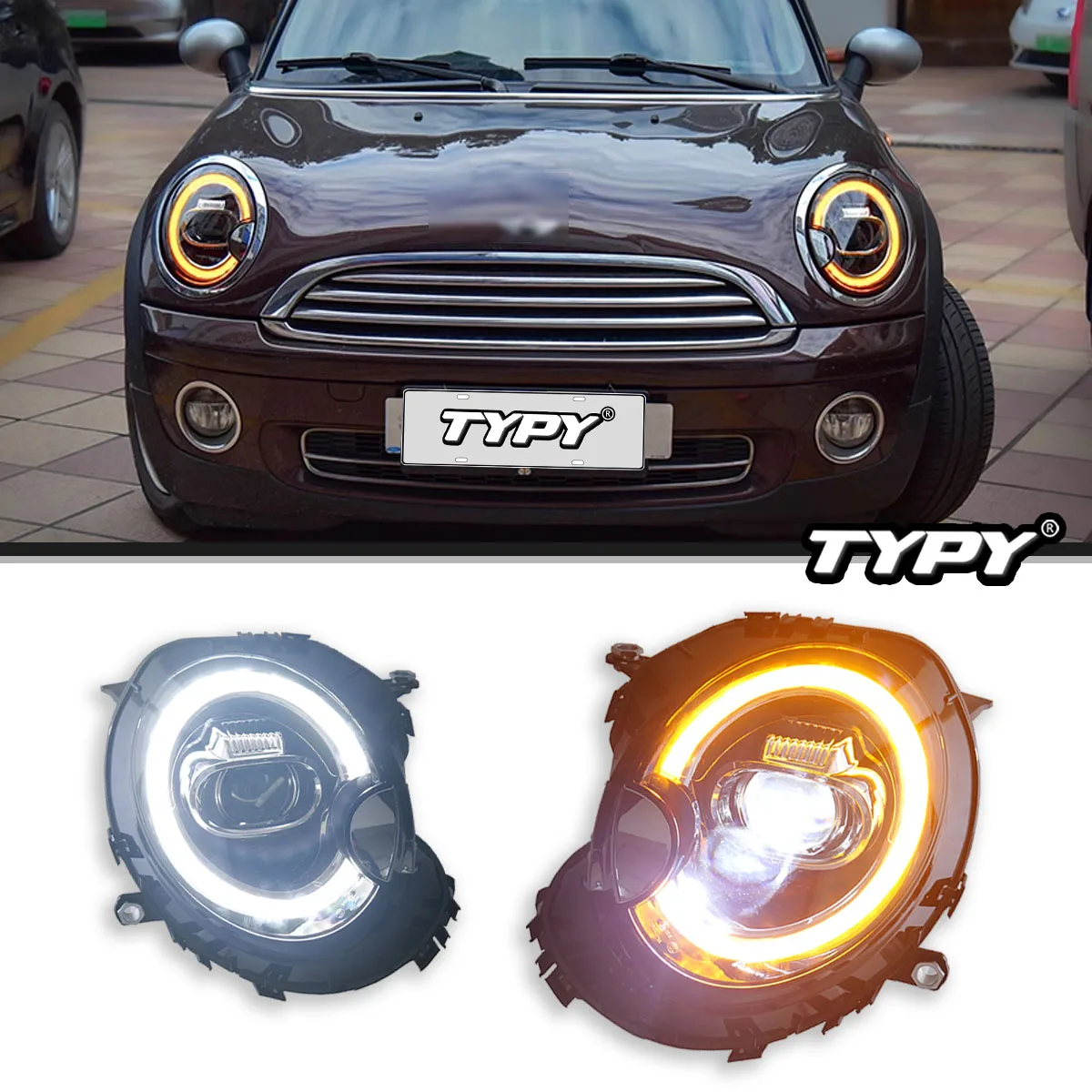 

Автомобильные аксессуары TYPY, светодиодные фары в сборе для BMW MINI Coopers 2007-2013 R55 R56 R57 R58 R59 DRL, динамические фары запуска