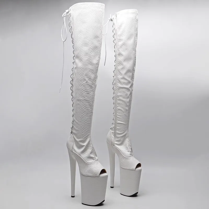 

New 23CM/9inches PU Upper Modern Sexy Nightclub Pole Dance Shoes High Heel Platform Women's Over-the-Knee Boots 129