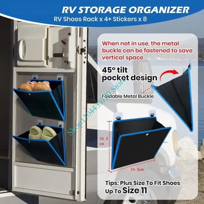 0XXD Camping Wall Mounted Shoe Storage Bag Strong Waterproof Oxford Cloth Door Back Organizers with Multiple Compartments