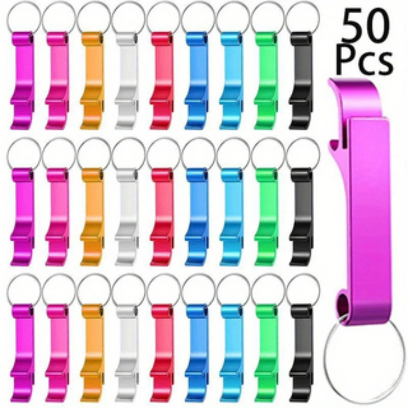 50pcs Mix Color Beer Bottle Opener Aluminum Bottle Openers Key chain Bottle Opener Beverage Bottle Opener For Men Women Small