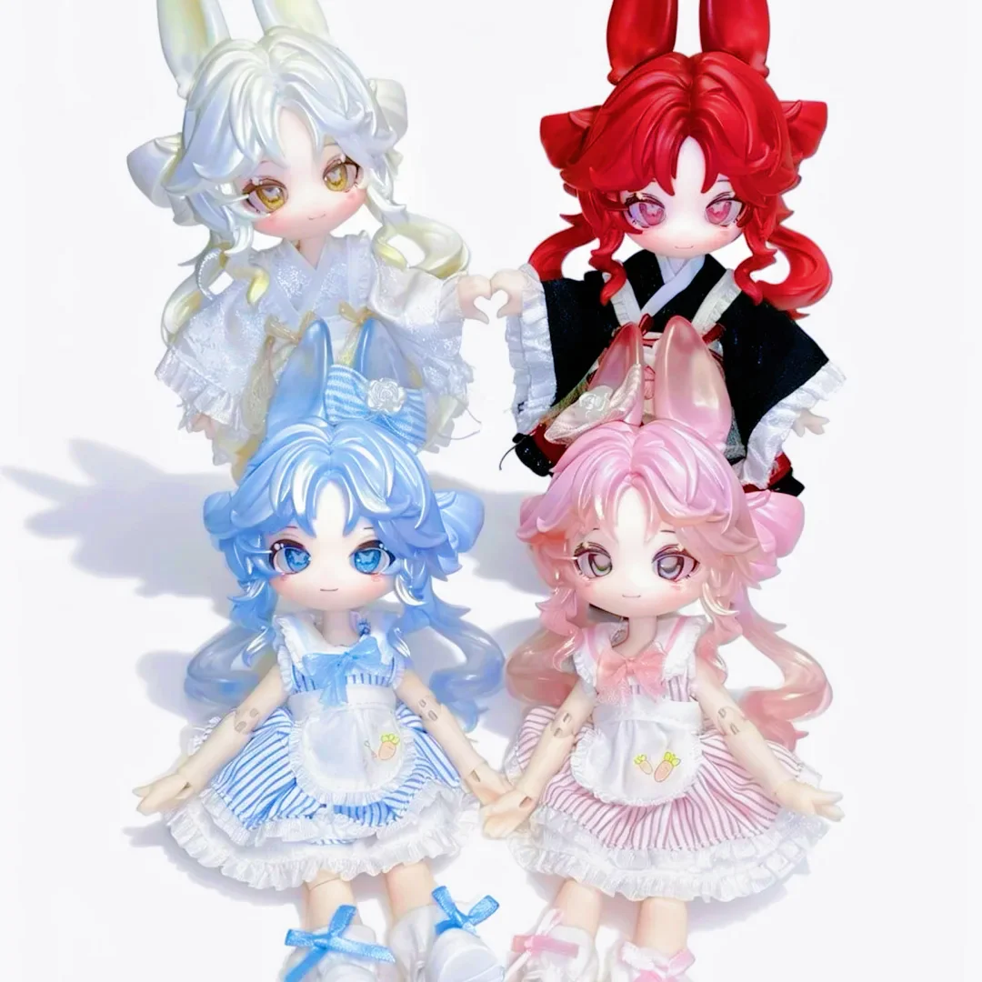 

Inedible Doll Jump Lunar Time Bunny Baby Series 1/12 Movable Double Rabbit Peach Oolong & Sea Salt Milk Foam Elevator Anniversar