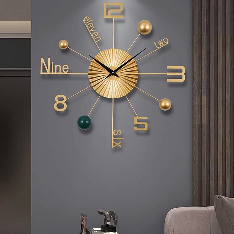 Living Room Big Size Wall Clock Black Gold Modern Interior Art Design Wall Clock Aesthetic Luxury Horloge Murale Home Decoration