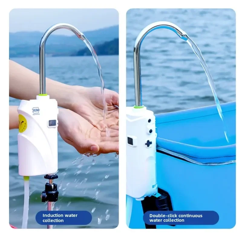 S369 |   Dispensador de agua de pesca con detección inteligente, bomba eléctrica de lavado a mano, suministro de agua automático para caja de pesca al aire libre