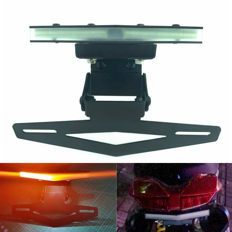 Motorcycle Folding Rear Tail Light Brake Turn Signals Integrated LED Lights License Plate Bracket Fit For Hypermotard 950