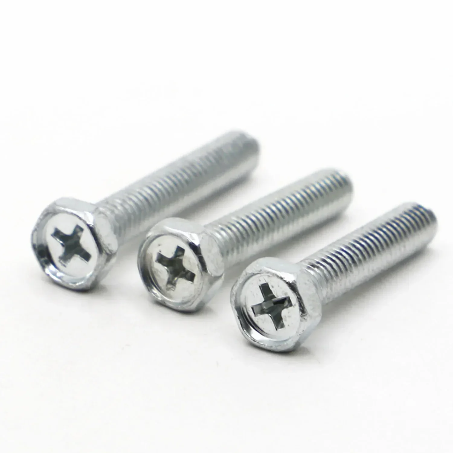 5P 10PCS Galvanized Steel Cross Recessed External Hexagon Head Screw Phillips Outside Hex Bolt M4 M5 M6
