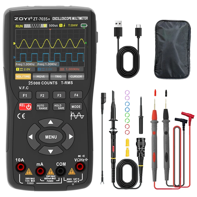 ZOYI Nieuwe 3-in-1 Scope Multimeter: 50MHz, 280MS/s, Golfvormopslag, Dual-Channel Scope/Signaalgenerator, Invertermeting, Auto-Ra