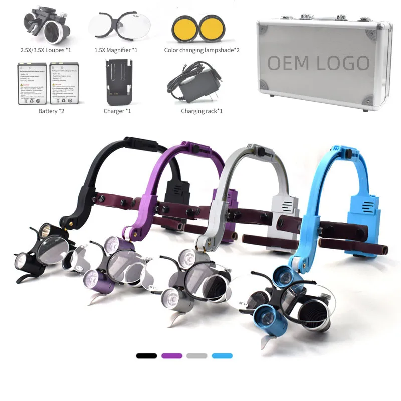 

2.5X/3.5X Colorful Dentals LED Head Light Lamp For Magnification Binocular Surgical Loupes with 5W LED Headlamp