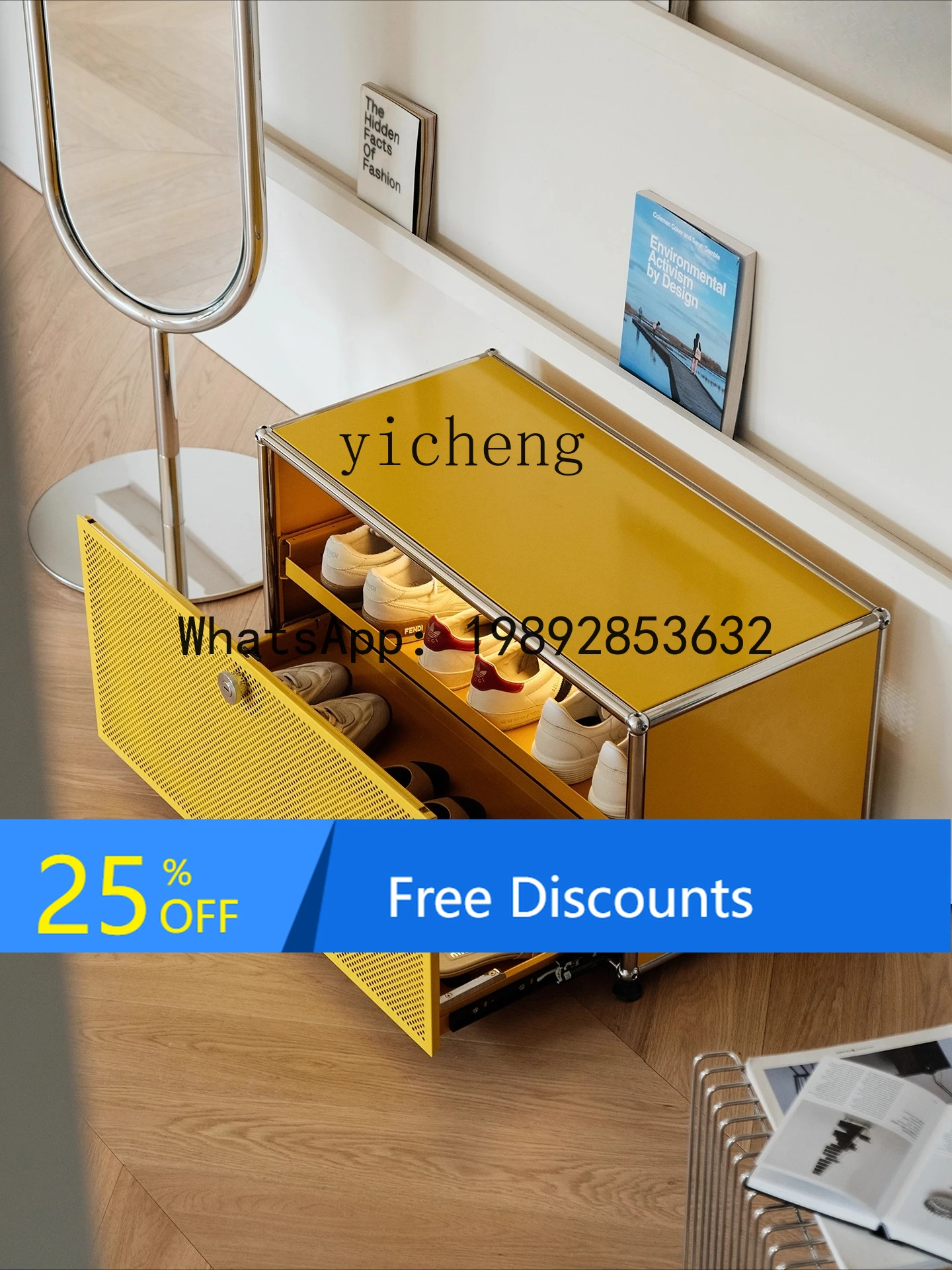 

Vintage Drawer Cabinet Home Entryway Shoe Cabinet Metal Storage Cabinet