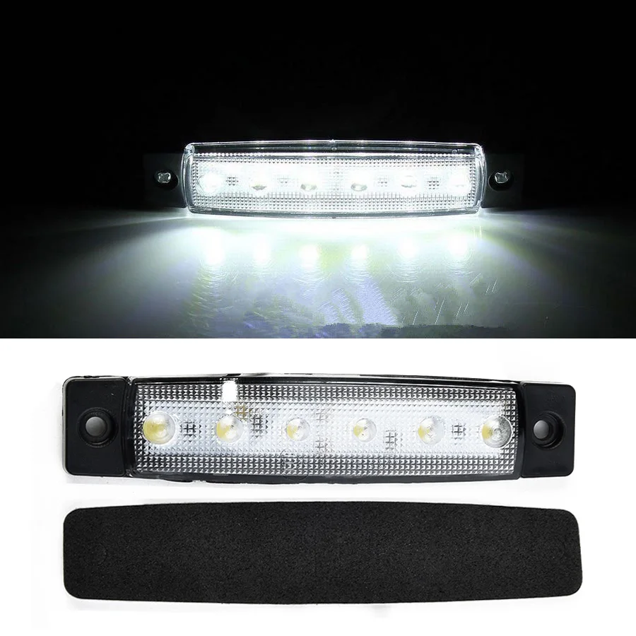 

White 12V 6 LED Side Marker Light For Trailer Truck BUS Indicator RV Lamp White ABS Housing 0.5W 5LM 2835