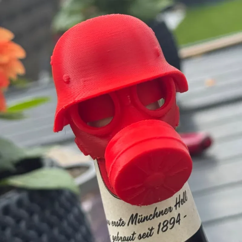 Novelty 3d Printed Gas Mask Bottle Topper, Reusable Airtight Cap, Dustproof Seal Cover For Beer & Liquor BBQ Party