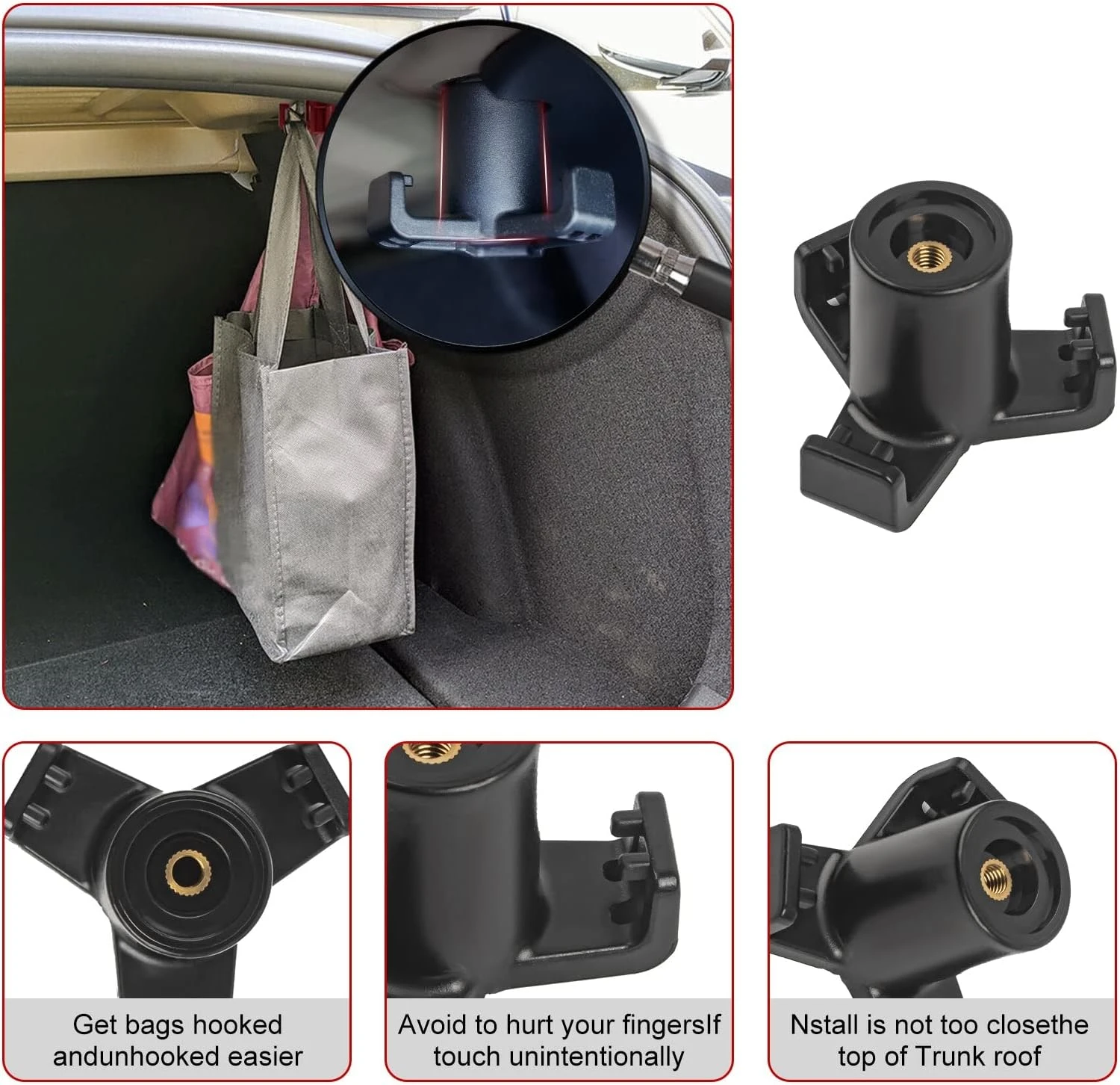 Car Seat Hook For Tesla Model Y/3 Trunk Grocery Bag Hook Auto Back Seat Headrest Hanger 2017-2022 Upgrade Version