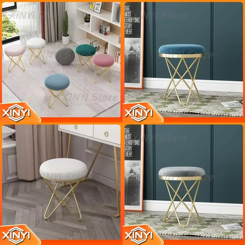 Ergonomic Metal Chair for OA50DC Bedroom Dressing Table Fashion Living Room Lounge Chair Upholstered Style Stool Cadeira